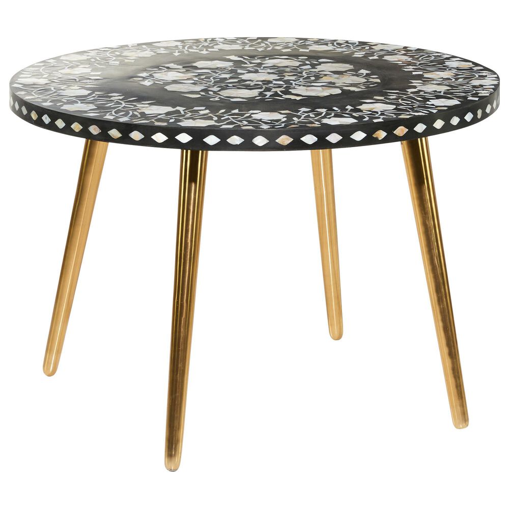 Maple and Jade Round Eclectic Metal Coffee Table in Gold and Black, , large