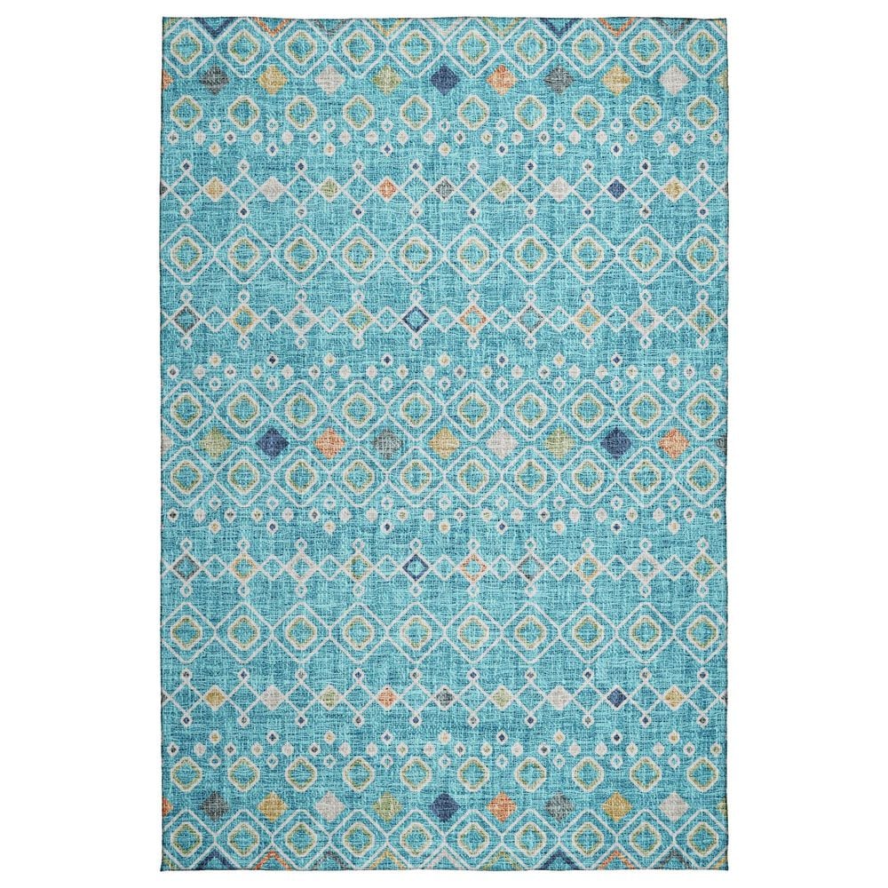 Dalyn Rug Company Portico Teal, Ivory, Navy, Copper, Fern and Silver 5" x 7"6" Area Rug, , large