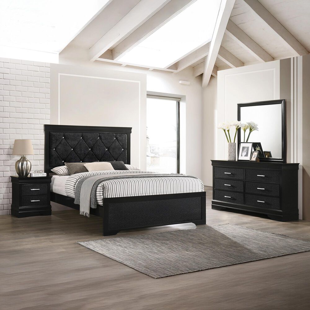 Crown Mark Amalia 6-Drawer Dresser in Black, , large