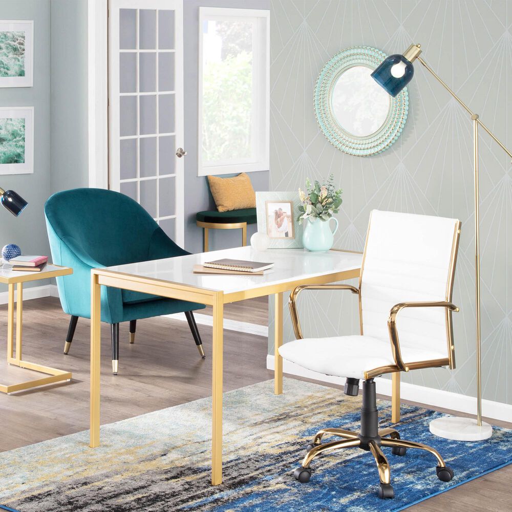 Lumisource Fuji Dining Table in White/Gold, , large