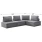 Elements International Paxton 4-Piece Armless Modular Sectional in Charcoal, , large