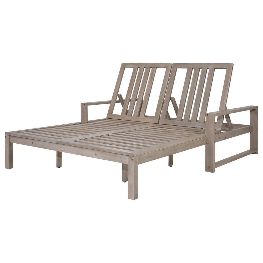 HOMLUX Patio 2-Person Lounge Chair with Grey Frame in Beige, , large
