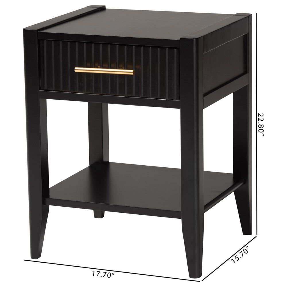 Baxton Studio Primrose 1-Drawer Nightstand in Black, , large