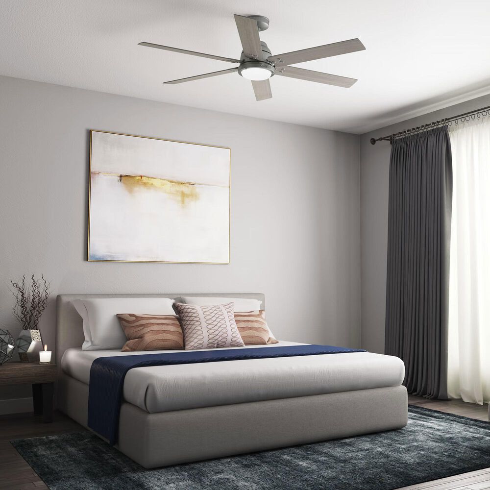 Hunter Gravity 60&quot; Ceiling Fan with LED Light in Matte Silver, , large