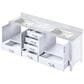 Lexora Home Jacques 80" Double Bathroom Vanity in White with 2 cm White Carrara Marble Top and Rectangular Sinks, , large