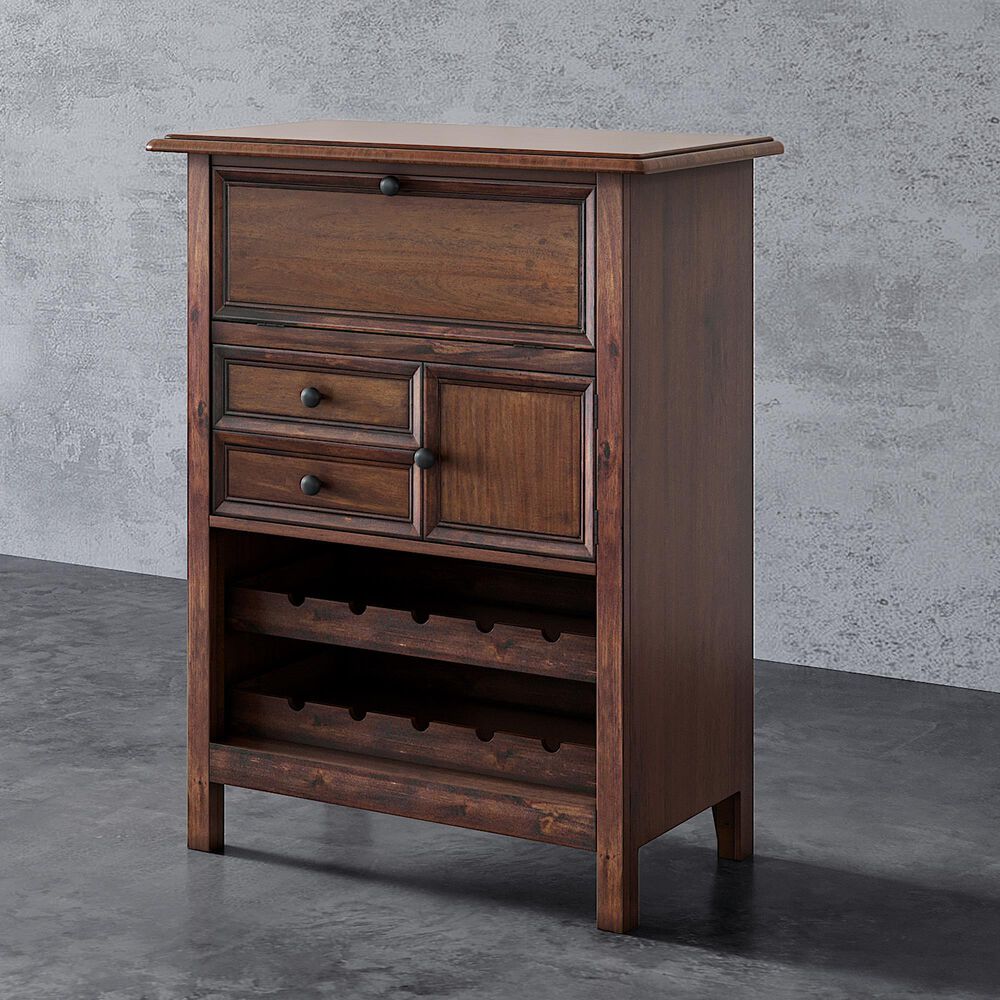 Sterling Timber 2-Drawer Wine Cabinet with Wine Racks in Brown, , large