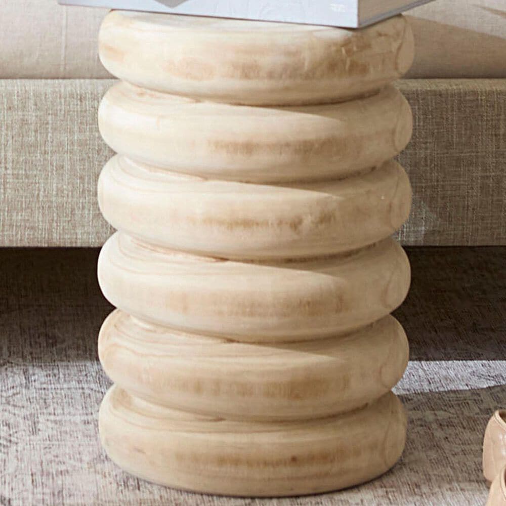 Splendor Living Franklin Wood Side Table in Natural, , large