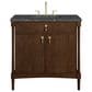 James Martin Kinnsden 36" Single Bathroom Vanity in Sable Oak with 3 cm Parisien Bleu Silestone Top and Rectangular Sink, , large