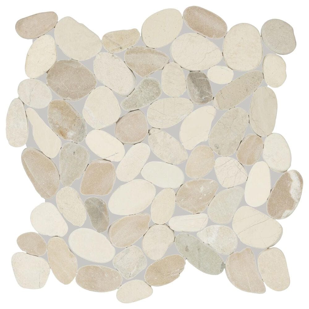 Dal-Tile Pebble Oasis Seashell 12" x 12" Flat Natural Stone Mosaic Sheet, , large