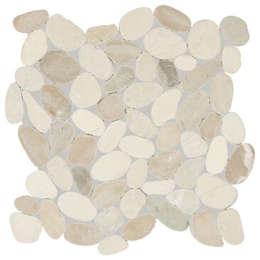 Dal-Tile Pebble Oasis Seashell 12" x 12" Flat Natural Stone Mosaic Sheet, , large