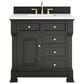 James Martin Vanities Brookfield 36" Single Bathroom Vanity in Black Onyx with 3 cm White Zeus Quartz Top and Rectangular Sink, , large
