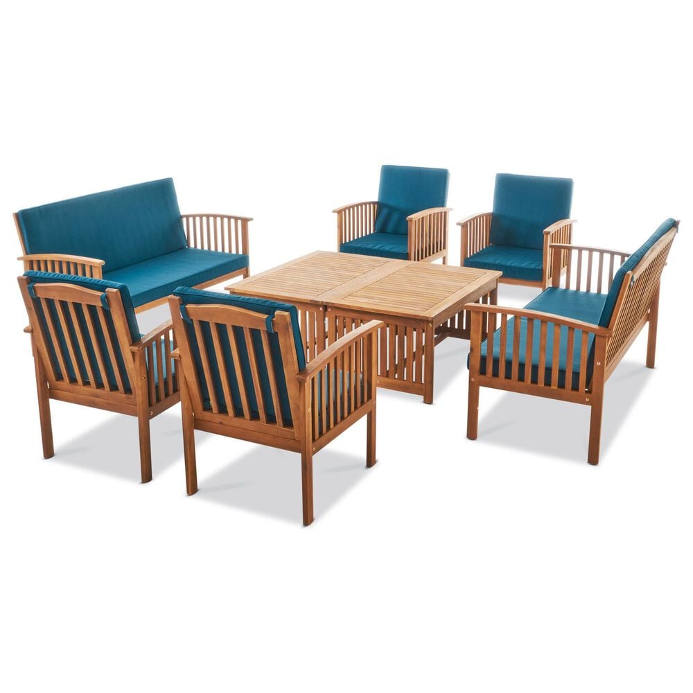 Noble House Carolina 8-Piece Patio Sofa Set in Dark Teal, , large