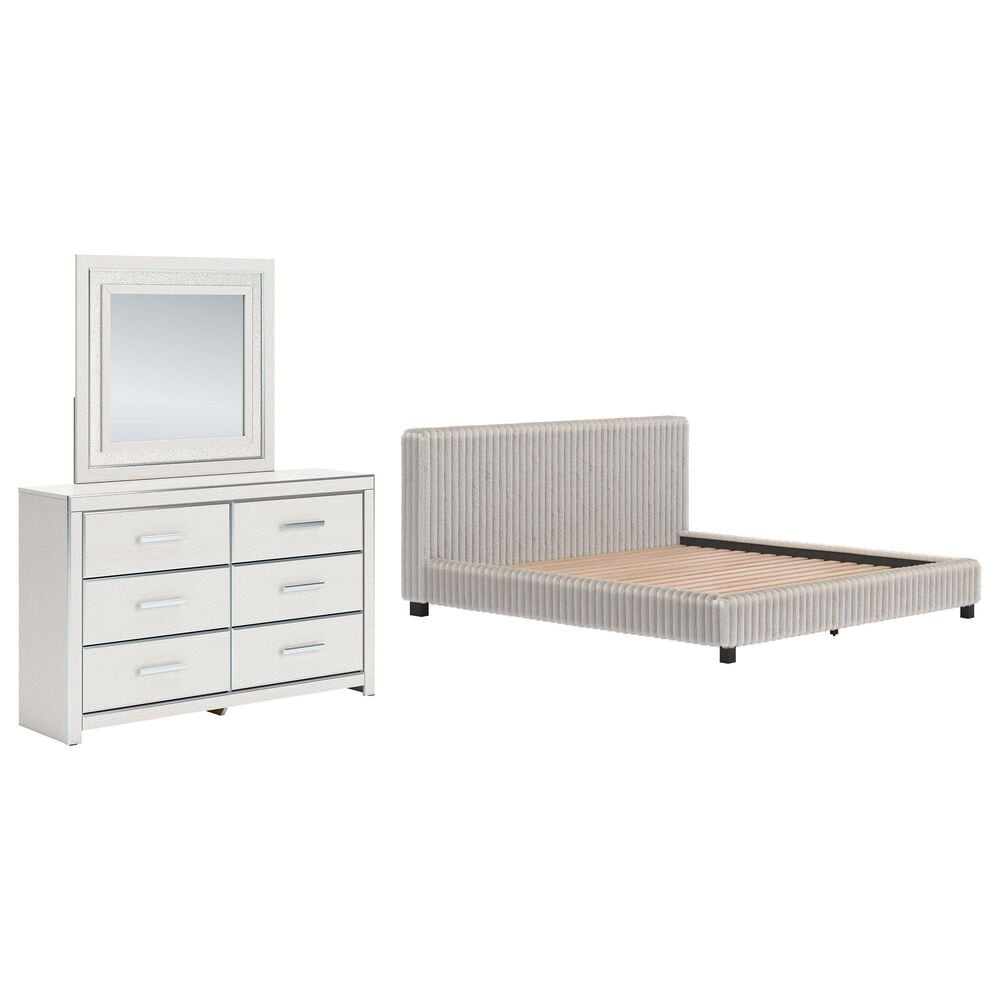 Ashley Zuraleus 3-Piece California King Upholstered Platform Bedroom Set in Matte White, , large
