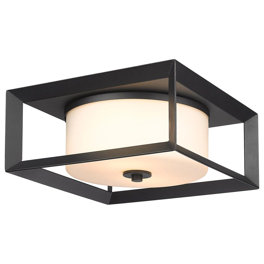 Golden Lighting Smyth 2-Light Outdoor Flush Mount with Opal Glass Shade in Natural Black, , large