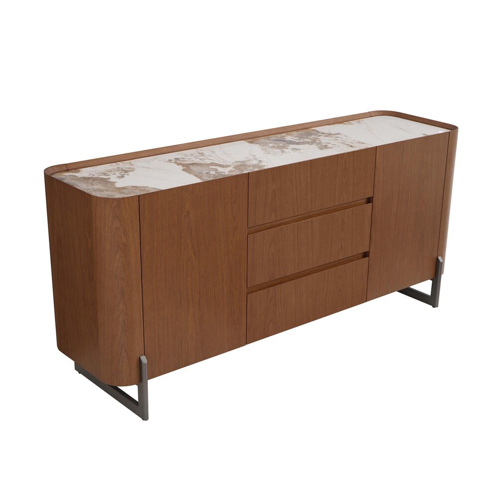 Chintaly Ruby 3-Drawer Buffet in Taupe, Walnut and Black, , large