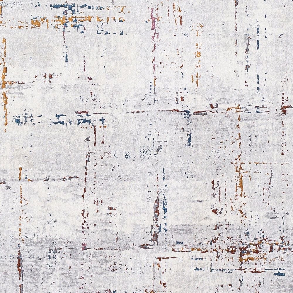 Surya Aisha 6&#39;7&quot; Round Charcoal, Gray, Dark Blue, Off-White, Burgandy and Burnt Orange Area Rug, , large