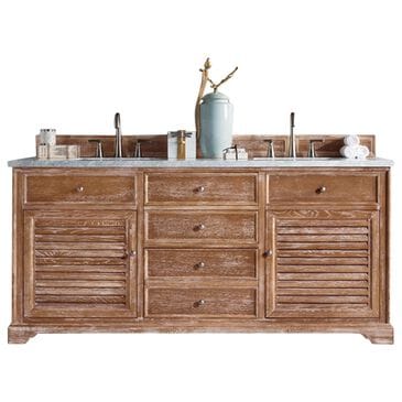 James Martin Vanities Savannah 72" Double Bathroom Vanity in Driftwood with 3 cm Arctic Fall Solid Surface Top and Rectangular Sinks, , large