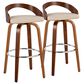 LumiSource Grotto 30" Swivel Barstool with Cream Faux Leather Upholstery in Walnut and Chrome (Set of 2), , large