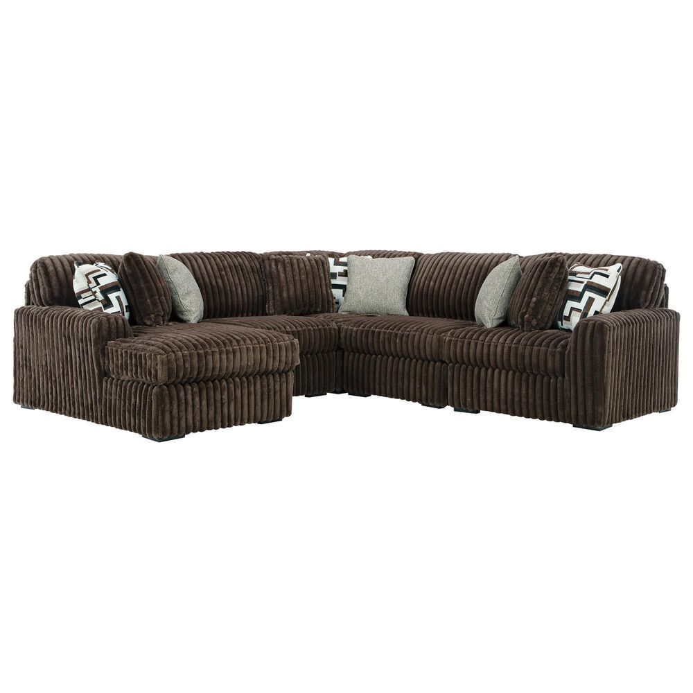 Ashley Midnight-Madness 5-Piece Left Facing Sectional with Chaise in Chocolate, , large