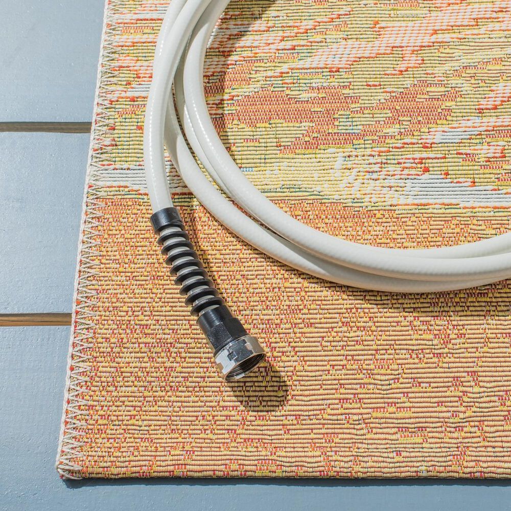 Safavieh Barbados Tropical Beac 5&#39;3&quot; Square Gold and Blue Indoor/Outdoor Area Rug, , large