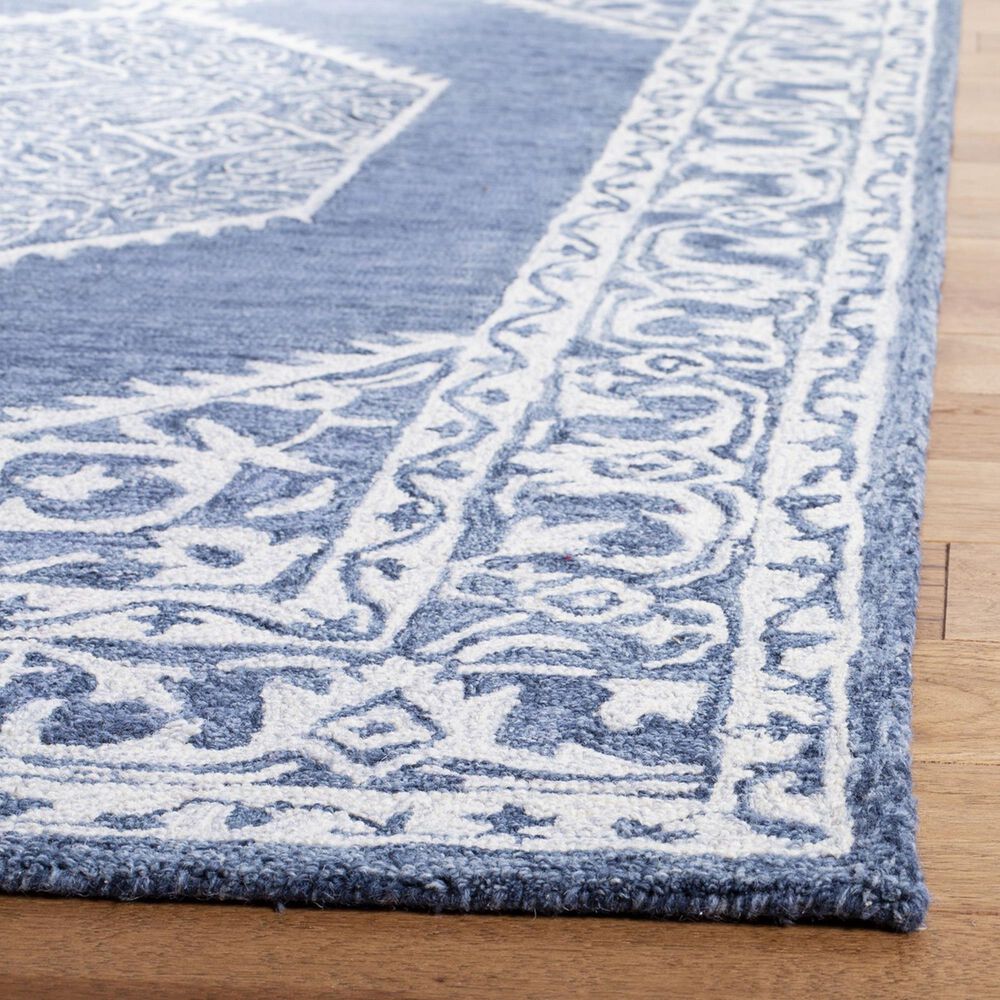 Safavieh Micro-Loop MLP605M 2&#39;3&quot; x 7&#39; Blue and Ivory Runner, , large