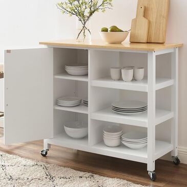Crosley Furniture Tristan Open Kitchen Island in White and Natural, , large