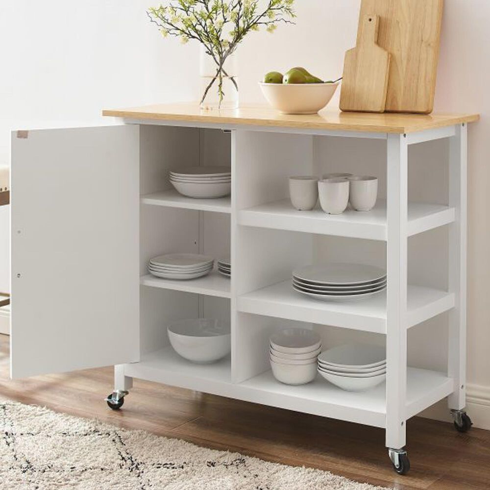 Crosley Furniture Tristan Open Kitchen Island in White and Natural, , large