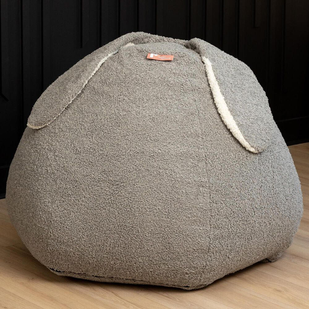 Jaxx HopSeat Bunny Oval Shaped Large Bean Bag Chair in Smoke, , large