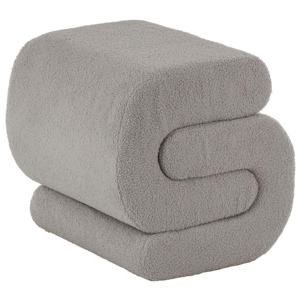 Maple and Jade 20" Boucle Accent Ottoman in Gray, , large