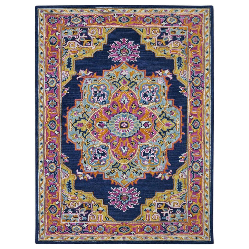 Amerr Boho 5" x 8" Navy and Pink Area Rug, , large