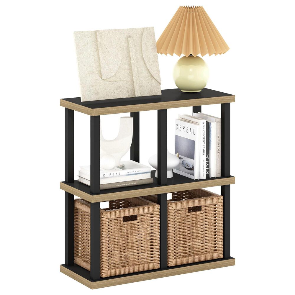 HOMLUX 4-Cube Display Bookshelf in Americano and Black, , large