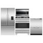 Fisher & Paykel 4 Piece Stainless Steel Kitchen Set with 20.1 Cu. Ft. 3-Door French Door Refrigerator with Ice and Water, 30" Freestanding Gas Range, Built-In 24 Inch Full Console Double DishDrawer with Full Flex Racking, and 30" Over the Range Microwave Oven, , large