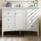 James Martin Vanities Palisades 48" Single Bathroom Vanity in Bright White with 3 cm Eternal Jasmine Pearl Quartz Top and Rectangular Sink, , large