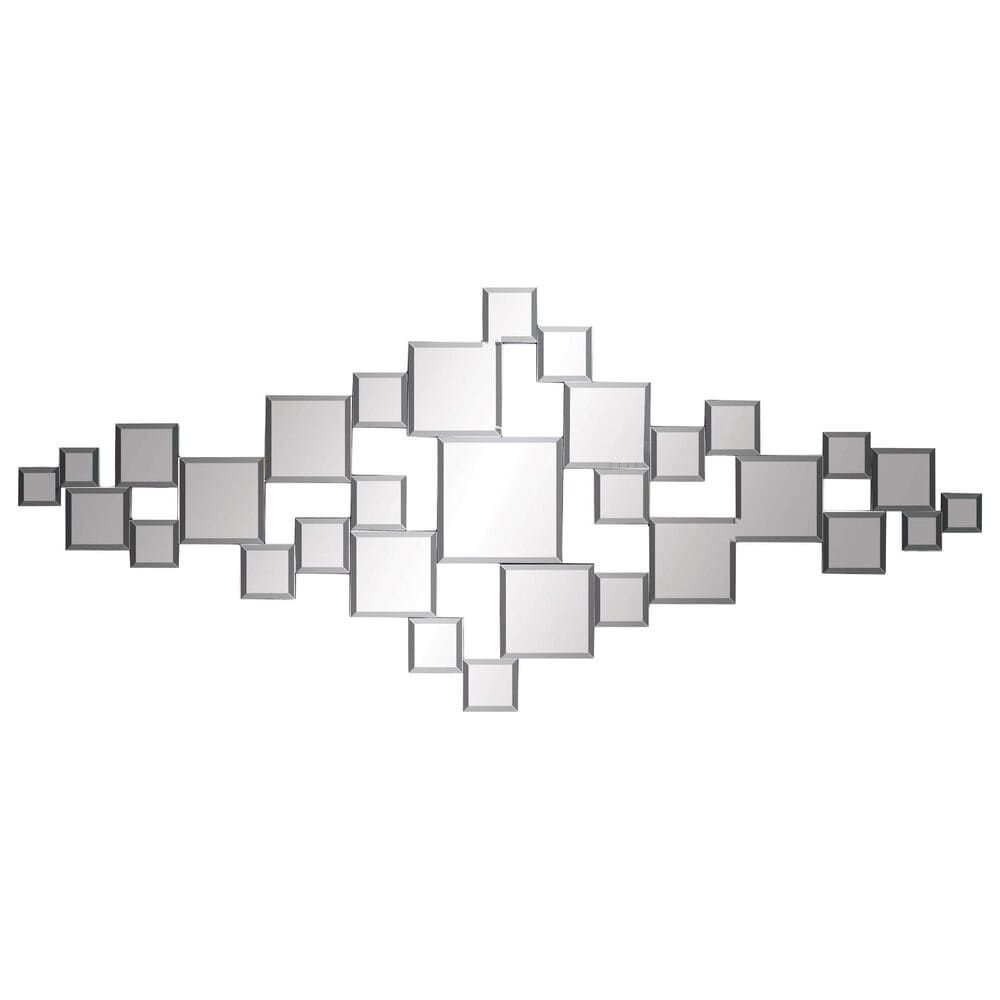 Maple and Jade 21" x 48" Glass Geometric Wall Mirror with Square Mirrors in Silver, , large