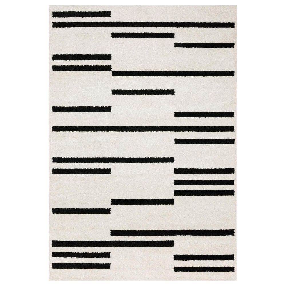 ROW by Oriental Weavers Quinn Striped Beige and Black 7"10" x 10" Area Rug, , large