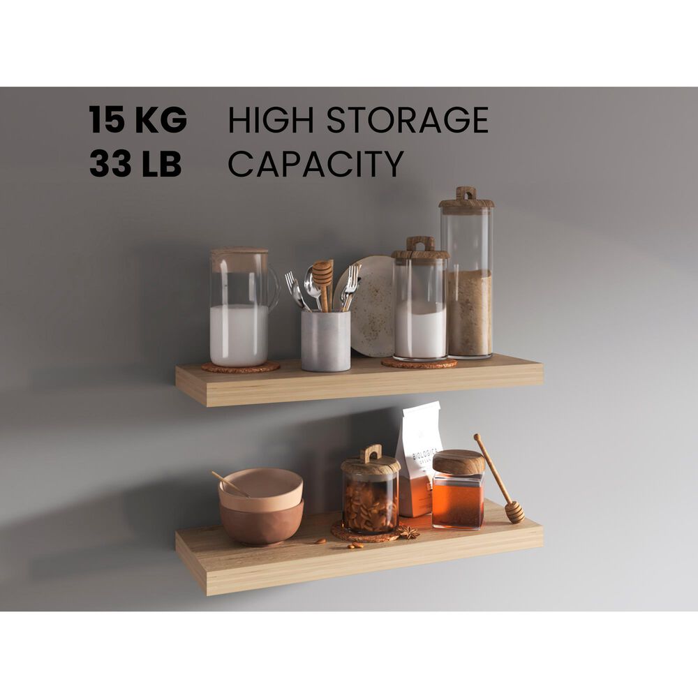 Hearth and Haven Ecco32" Floating Wall Shelf in Old Pine (Set of 2), , large
