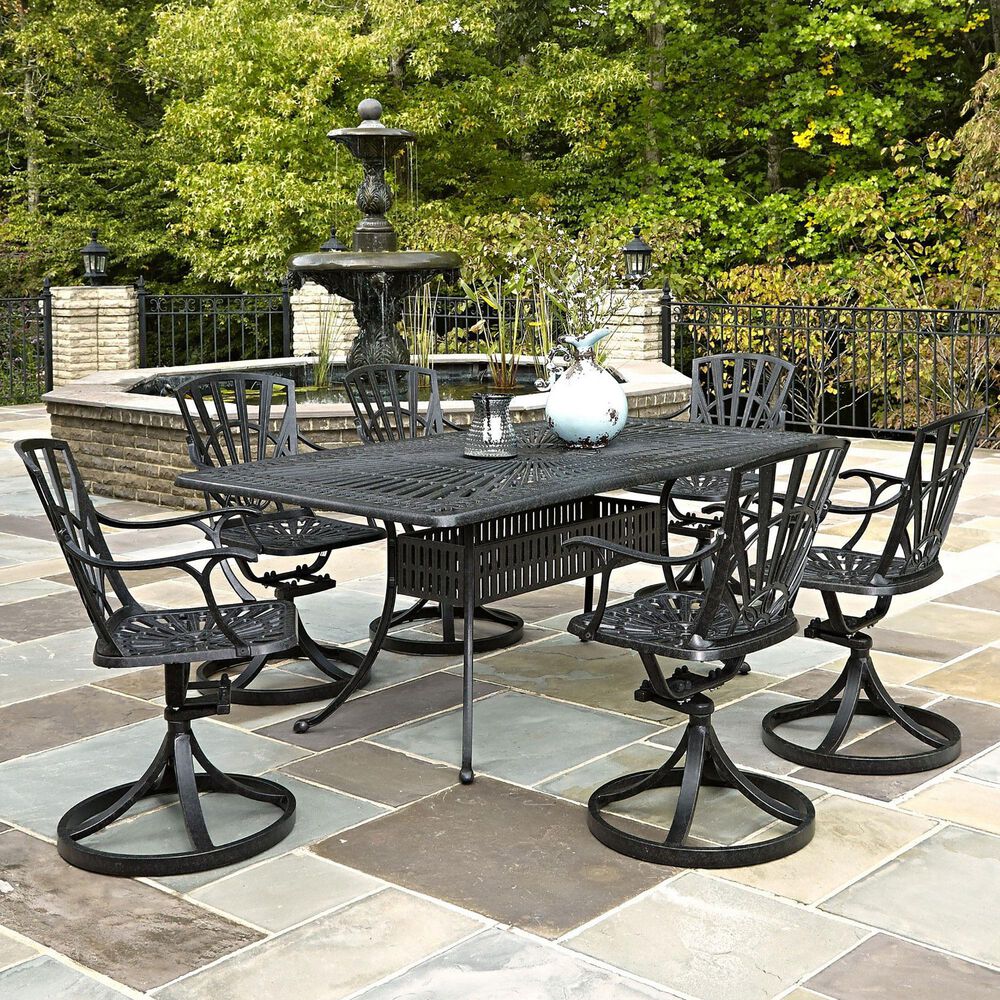 Homestyles Grenada 7-Piece Dining Set with Swivel Chairs in Gray, , large