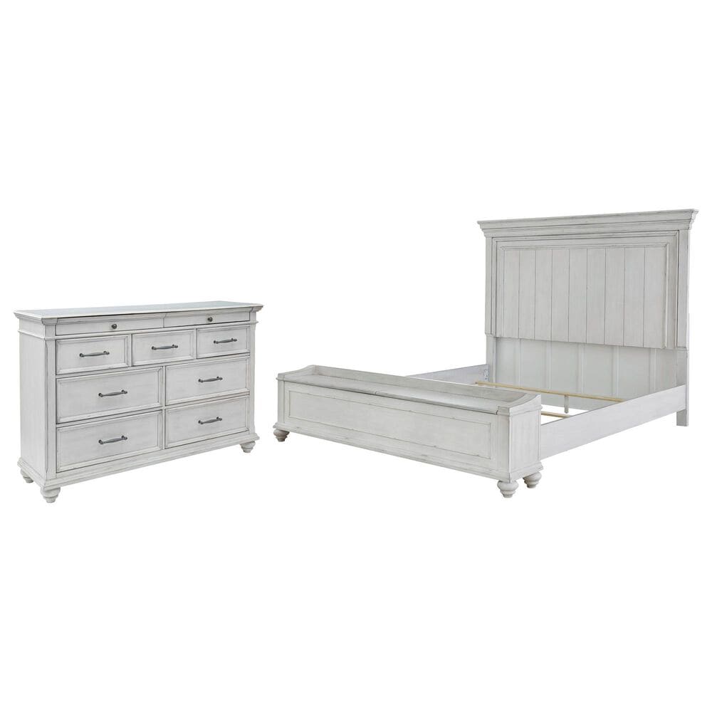 Ashley Kanwyn 2-Piece Queen Storage Bedroom Set in Whitewash, , large