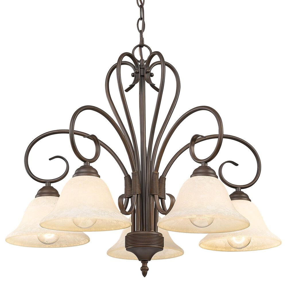 Golden Lighting Homestead 5-Light Nook Chandelier in Rubbed Bronze, , large