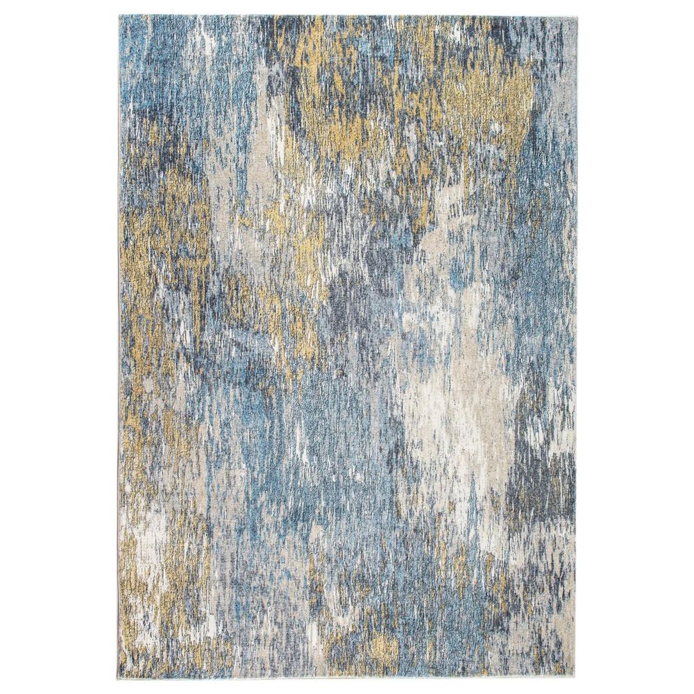 Kas Oriental Rugs Roxy Mirage 7"6" x 10" Blue and Gold Area Rug, , large
