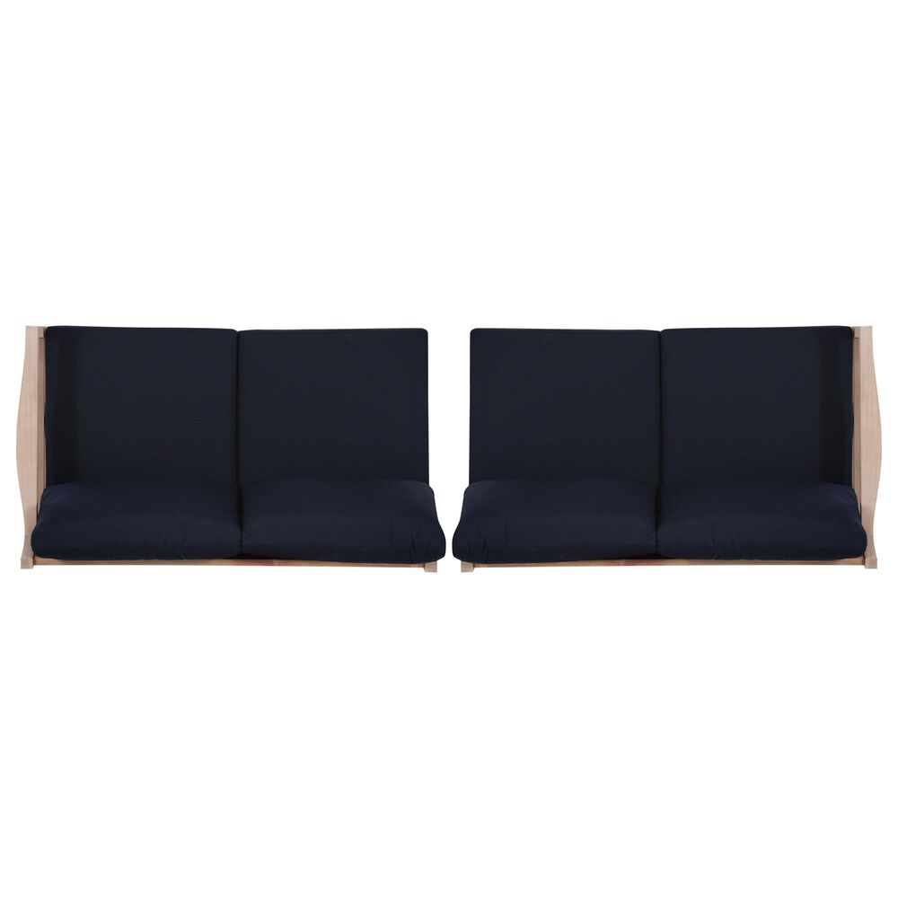 Linon Home Decor Teagon Outdoor Loveseat with Blue Cushions in Whitewash (Set of 2), , large