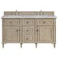 James Martin Vanities Lorelai 60" Double Bathroom Vanity in Whitewashed Oak with 3 cm Eternal Jasmine Pearl Silestone Top, Rectangular Sinks and FreePower Wireless Charger, , large