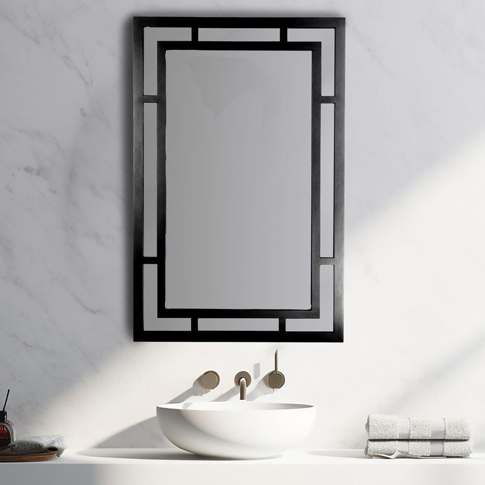 Creative Coop Vintage Glass Wall Mirror in Black, , large