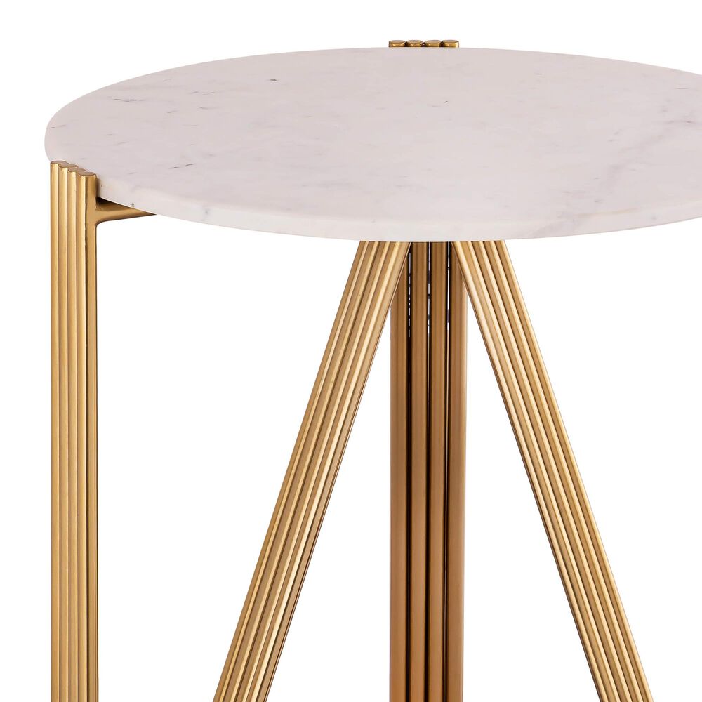 Tov Furniture Aya Side Table in White Marble and Gold NFM