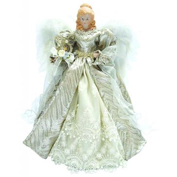 Santa"s Workshop 16" Angel Tree Topper in Silver, Gold and White, , large