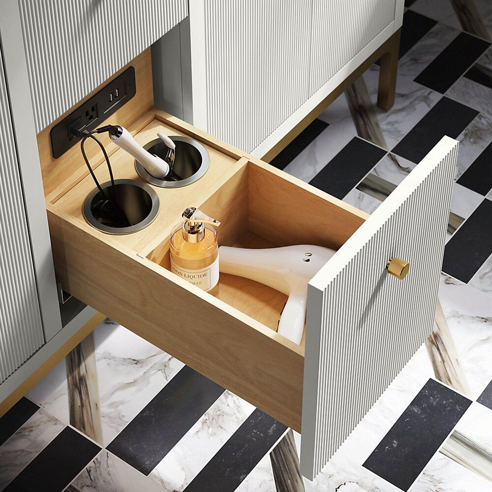 Kohler Calpa 60" Double Bathroom Vanity in White with 2 cm White Quartz Top and Rectangular Sinks, , large