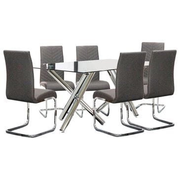 SUNSET Mantis and Murano/Mist 7-Piece Rectangular Dining Set in Clear and Chrome, , large