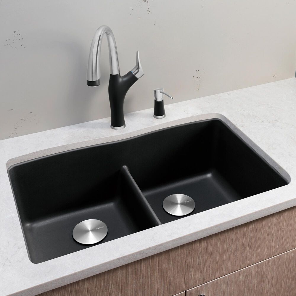 Blanco Diamond Equal Double Bowl Kitchen Sink with Low Divide in Anthracite, , large