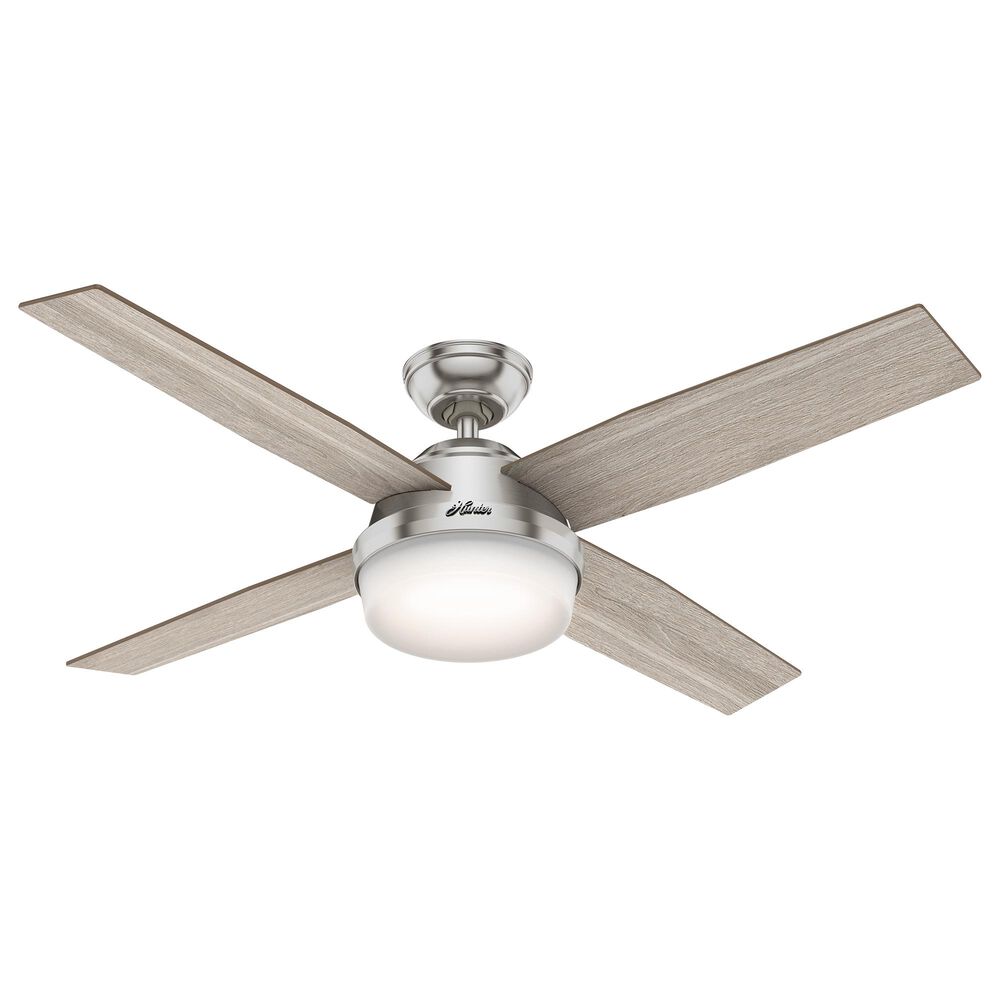 Hunter Dempsey 52&quot; Ceiling Fan with Light in Brushed Nickel, , large