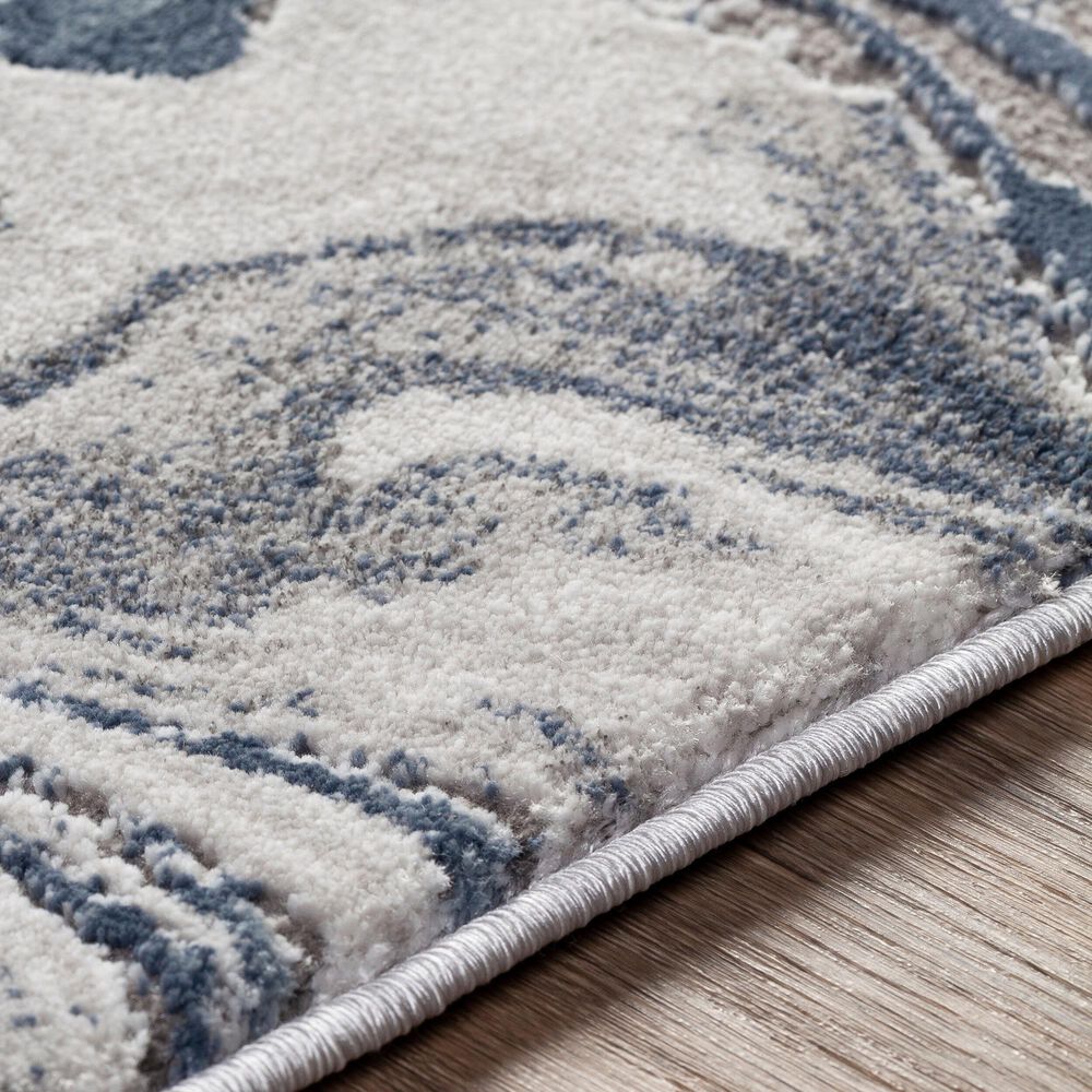 Surya Tibetan 6&#39;7&quot; x 9&#39;6&quot; Dark Blue, Denim, Charcoal, Light Gray and White Area Rug, , large